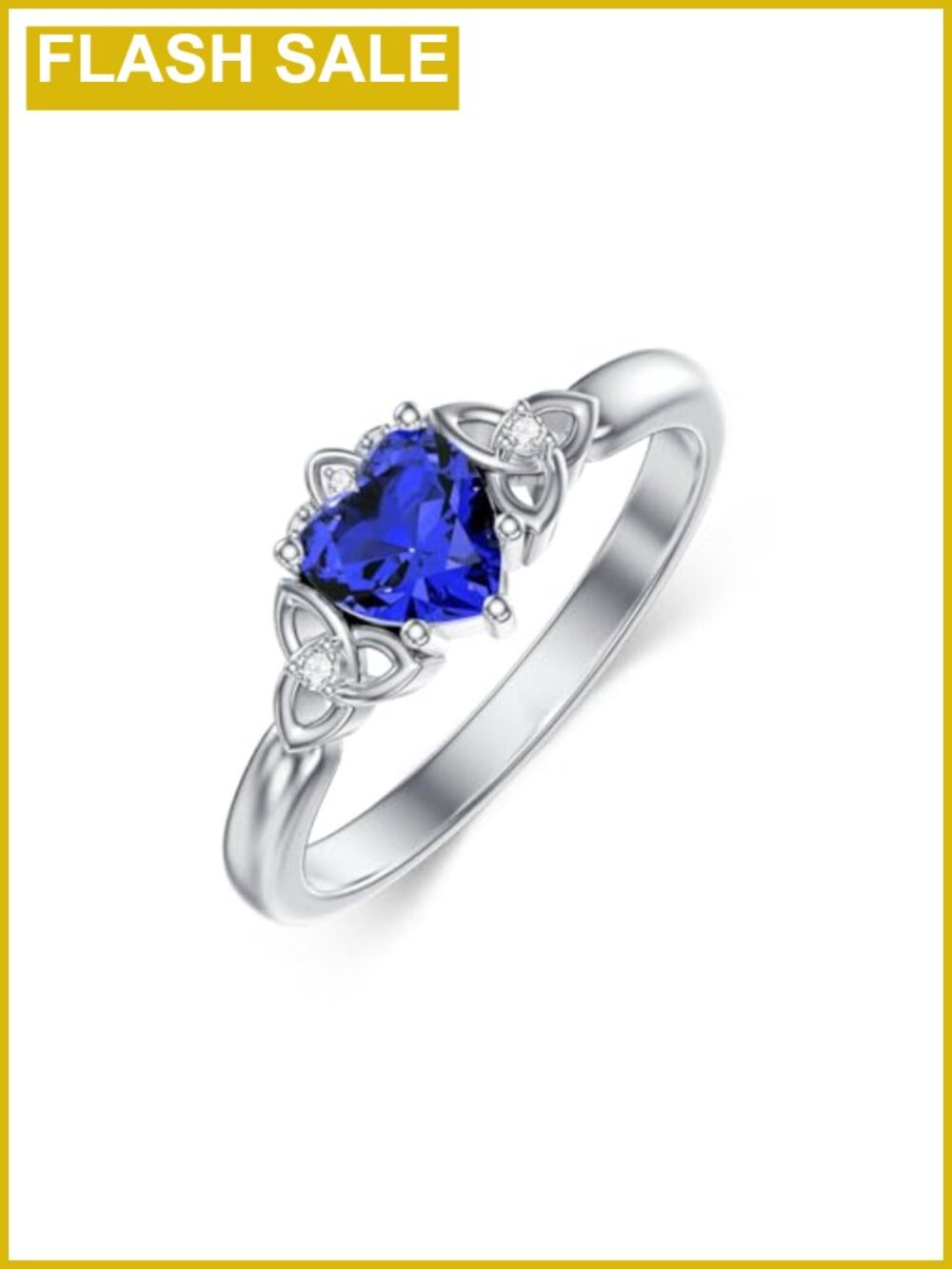 Sterling Silver Celtic Claddagh Heart Birthstone Ring Size 6
